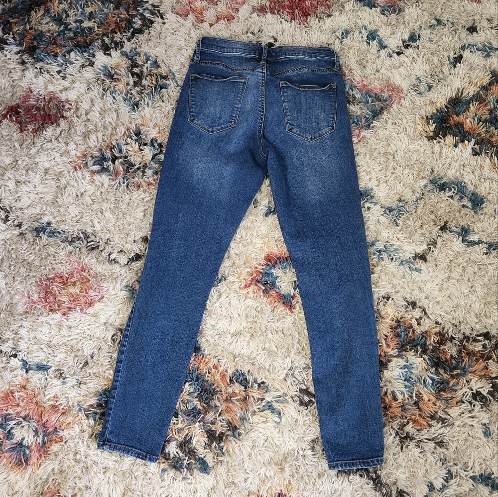 Gap True Skinny Ripped High Waisted Rise Jeans Dark Wash Boho Bohemian Denim - Picture 4 of 6